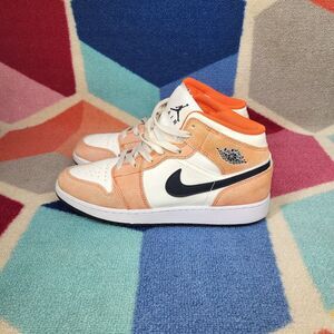 Nike Air Jordan 1 Mid Sneakers Team Orange / Black DV1336-800 GS 6.5Y